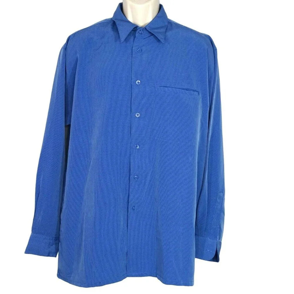 Elliot Button Up Dress Shirt Men Size L Blue Long Sleeve